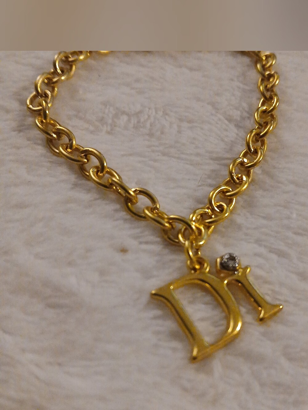Diamonds International Gold 'Di' Letter Pendant Bracelet + Lobster Clasp Closure